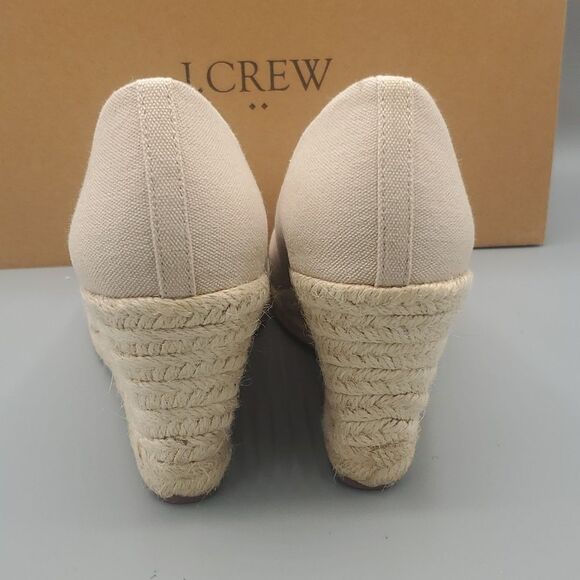 JCrew MWT Espadrille Beige Canva Seville Wedge heel Height 3.5" Size 8 - Picture 3 of 8